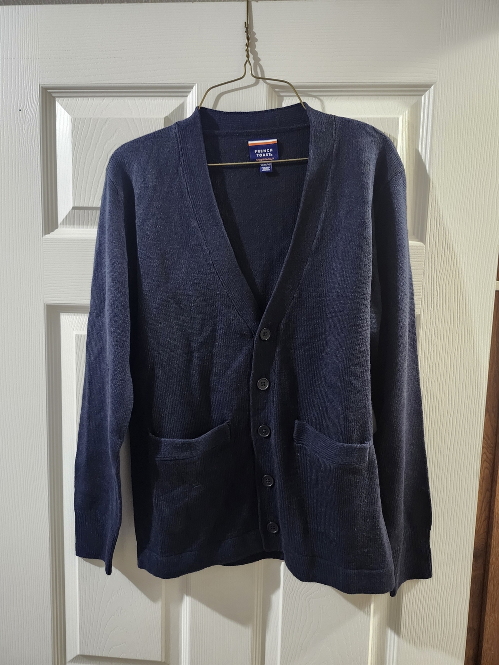 French Toast Navy Men's V-Neck Button Cardigan Sweater